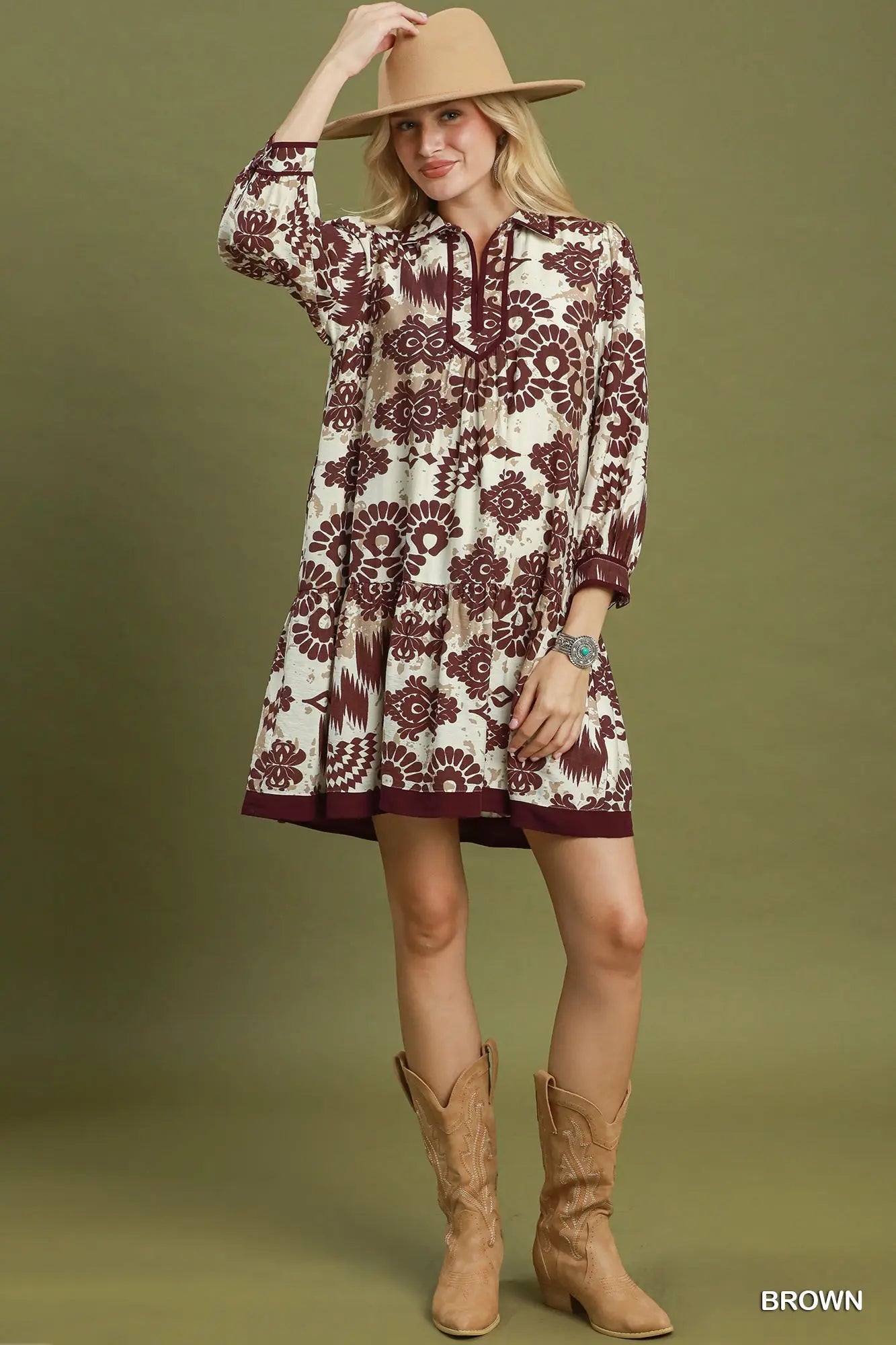 VNeck puff sleeve dress