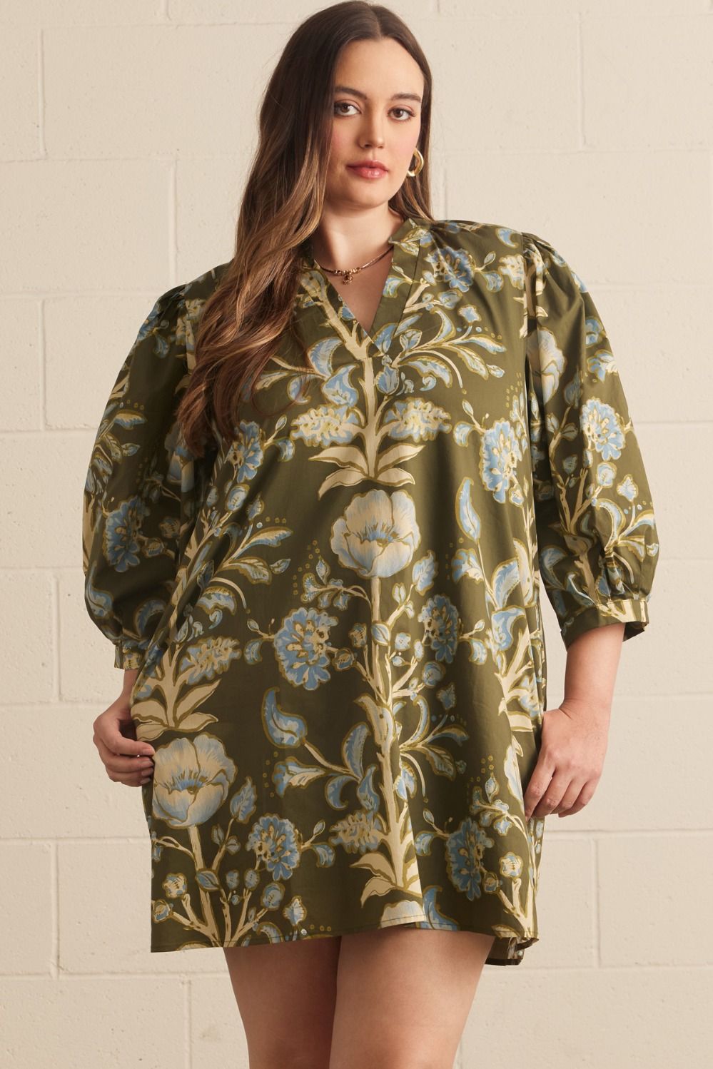 Vneck Knee Length Pattern Dress