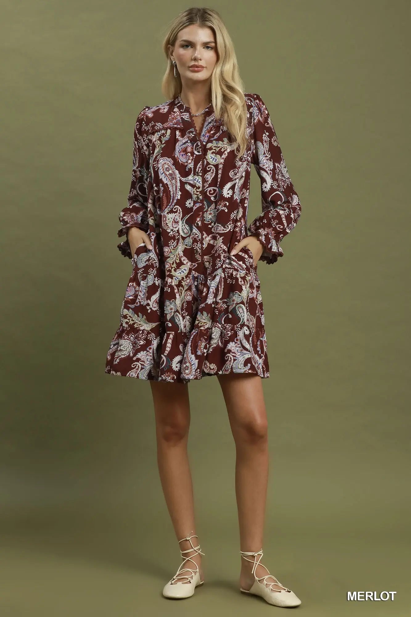 Paisley print tiered dress