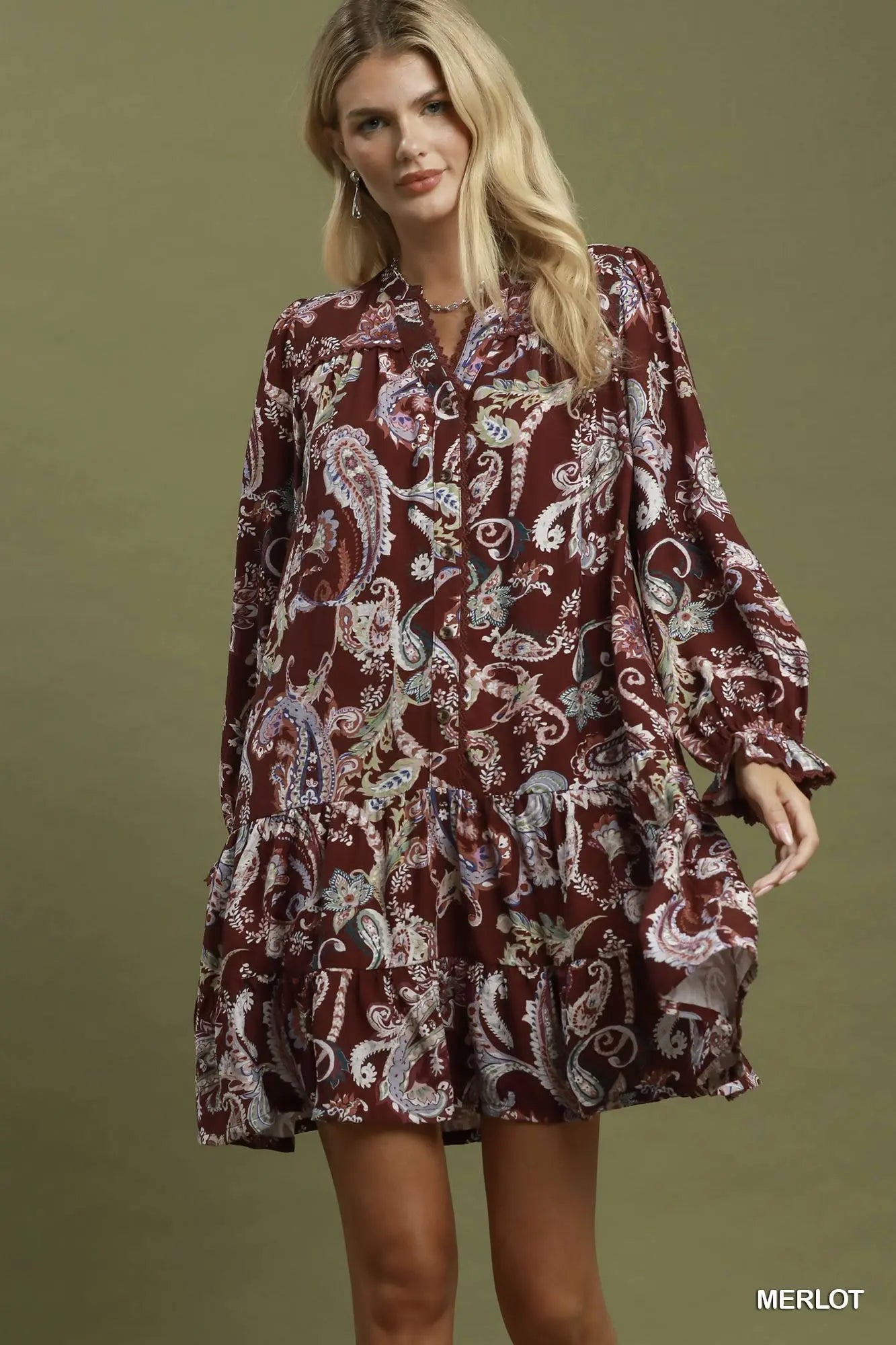 Paisley print tiered dress
