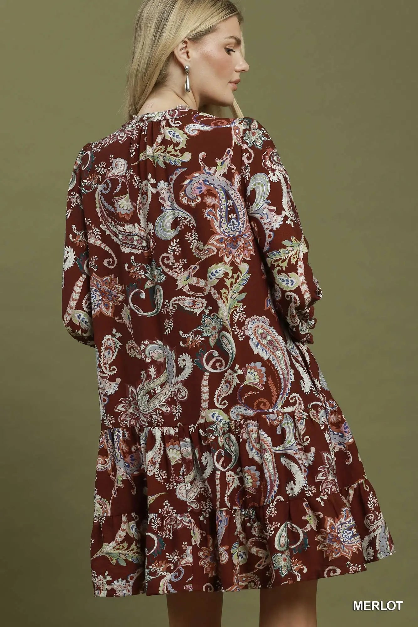 Paisley print tiered dress