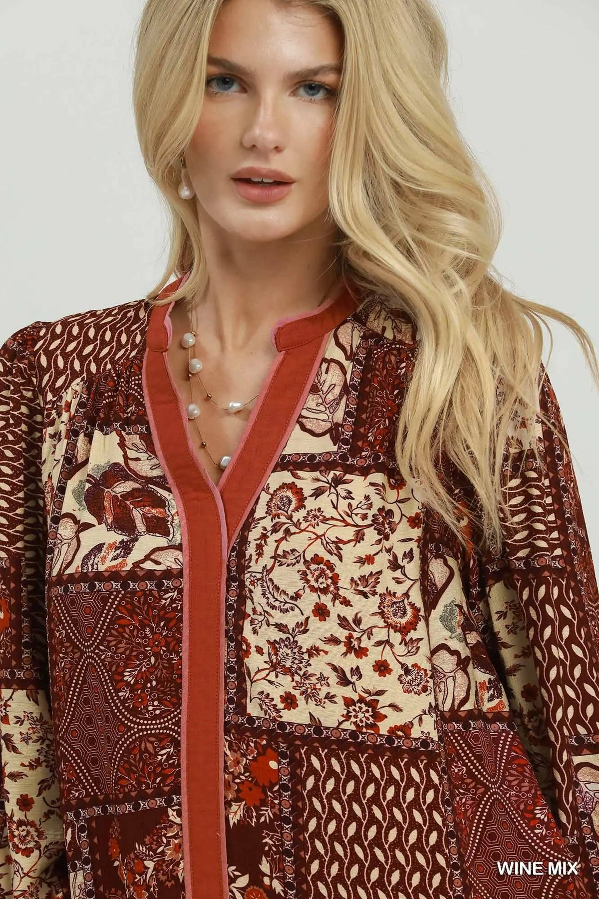 Mix patchwork long sleeve dress