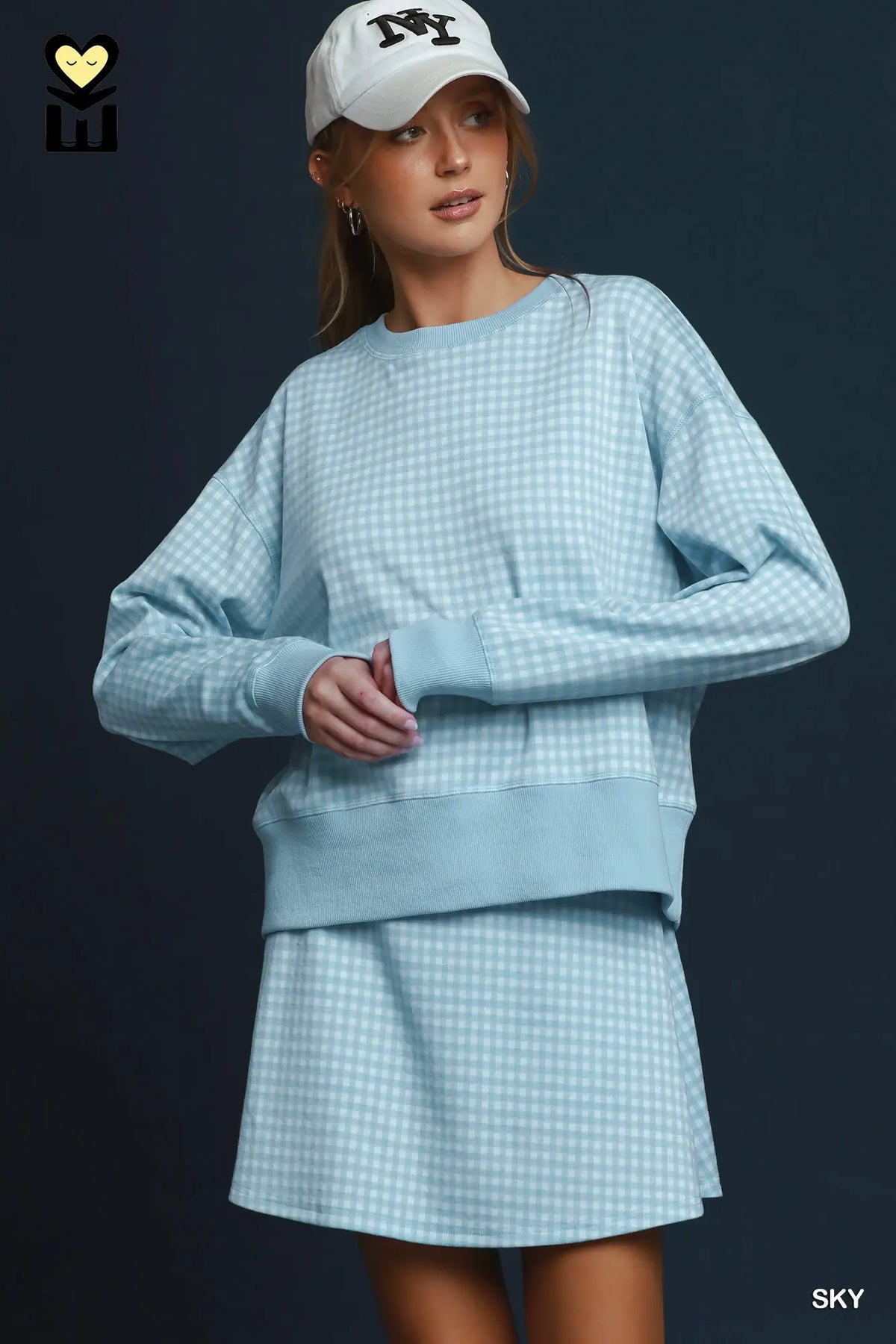 Gingham long sleeve pullover