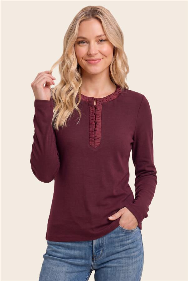 Ruched trim crewneck top