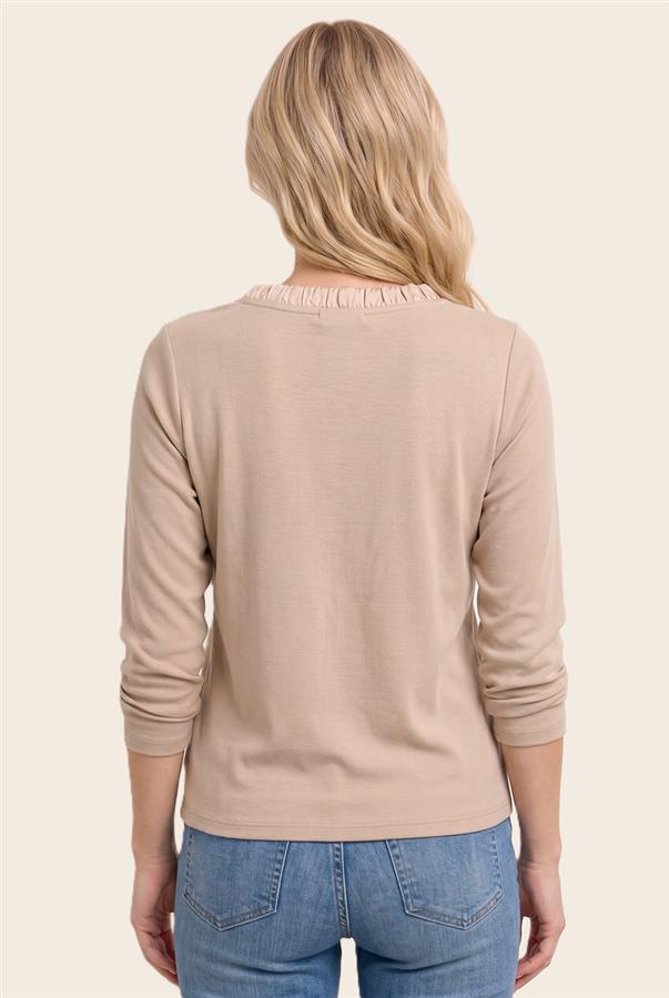 Ruched trim crewneck top