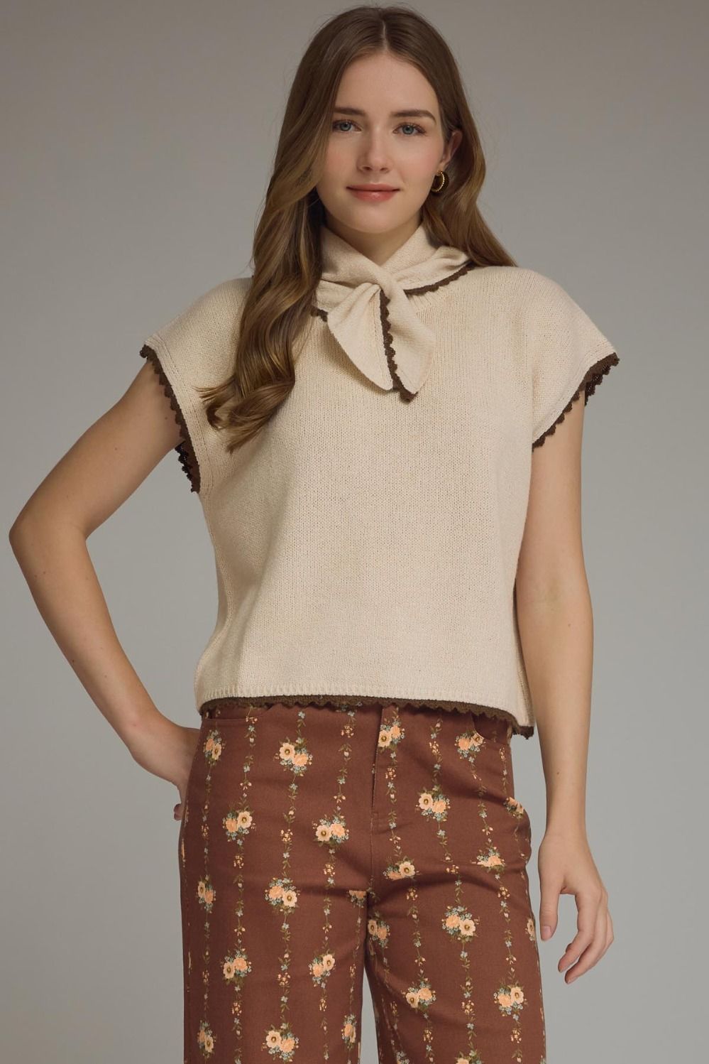 Top with attached scarf tie