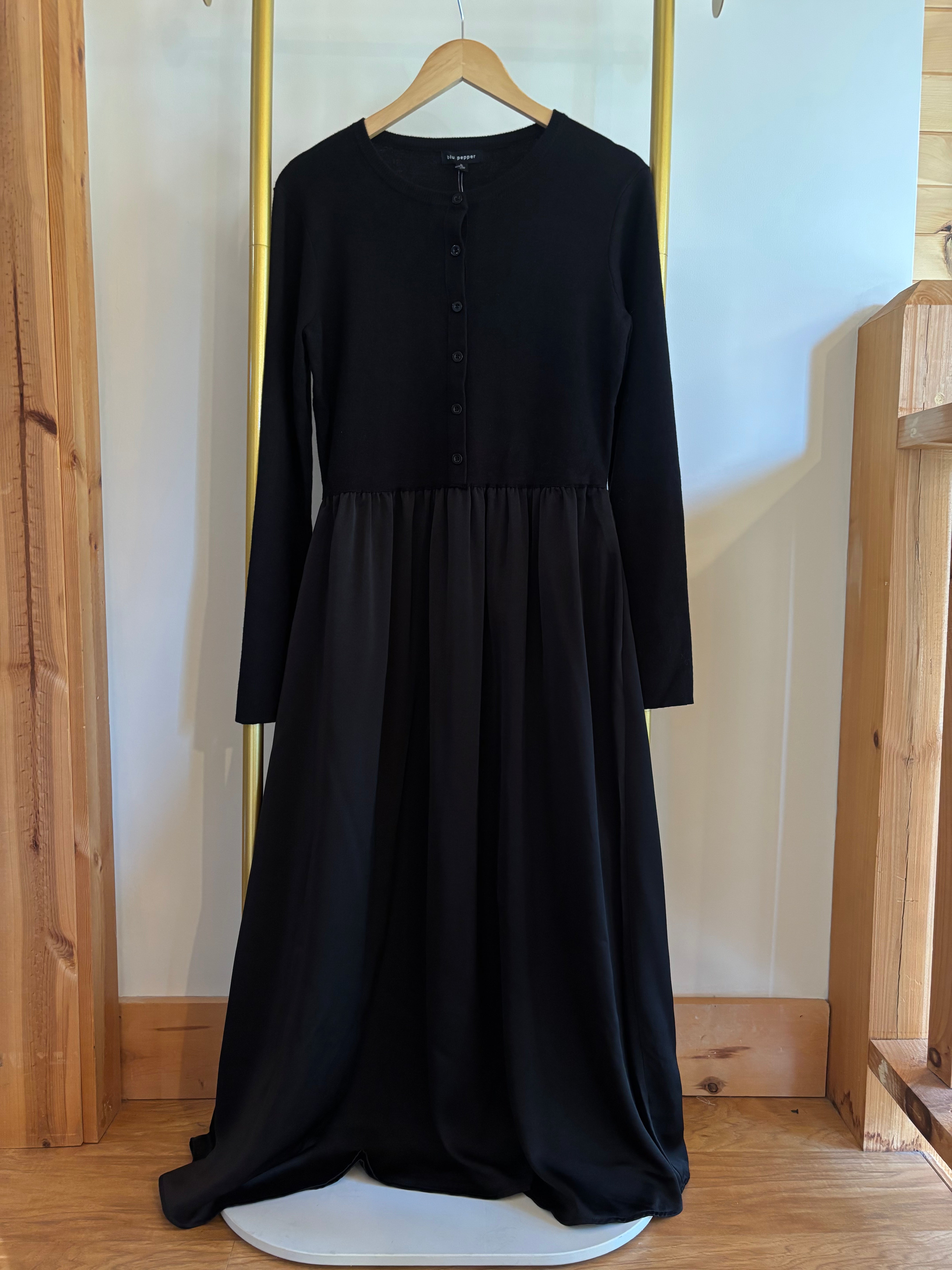 Satin midi dress with cardigan