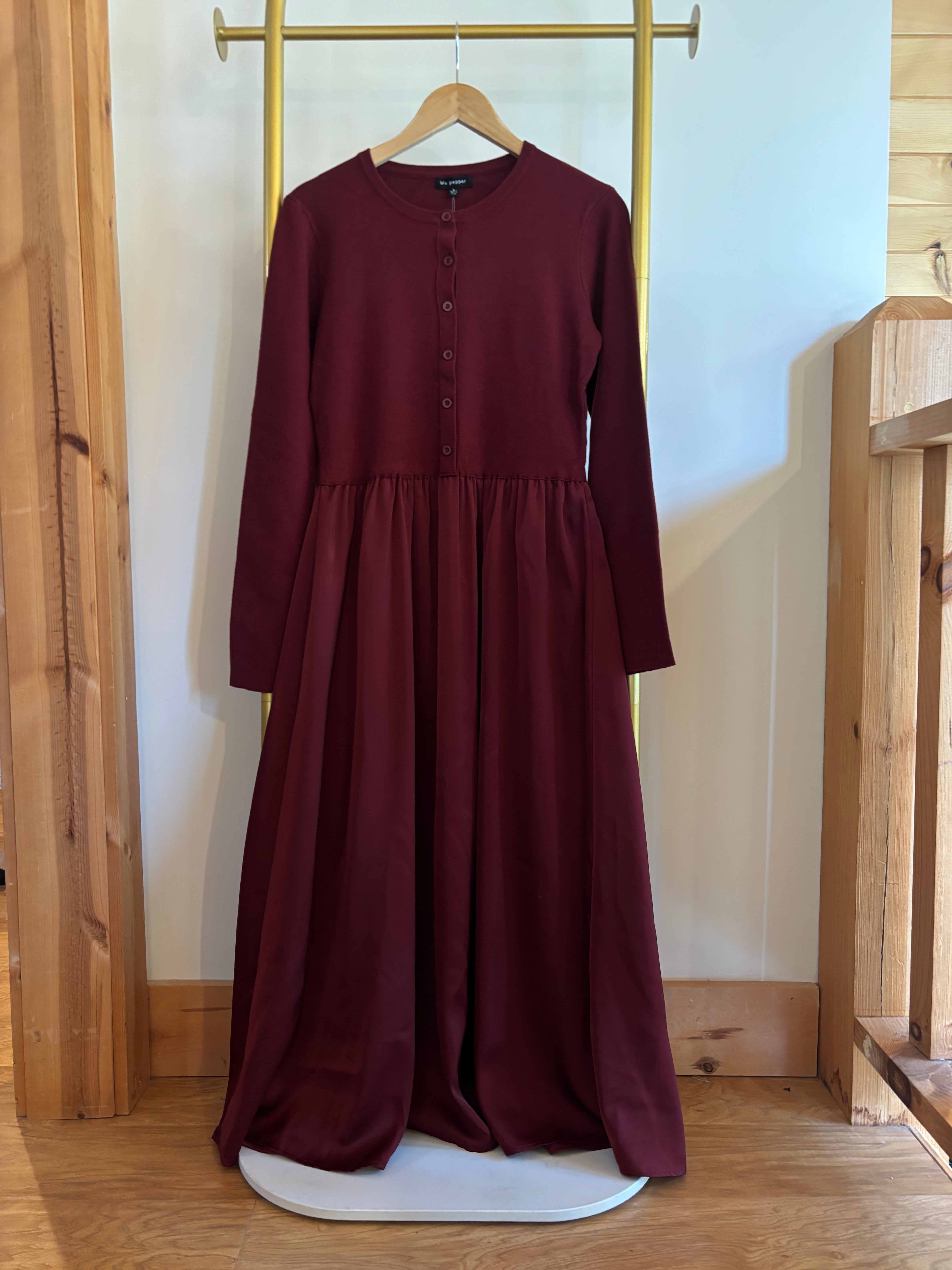 Satin midi dress with cardigan