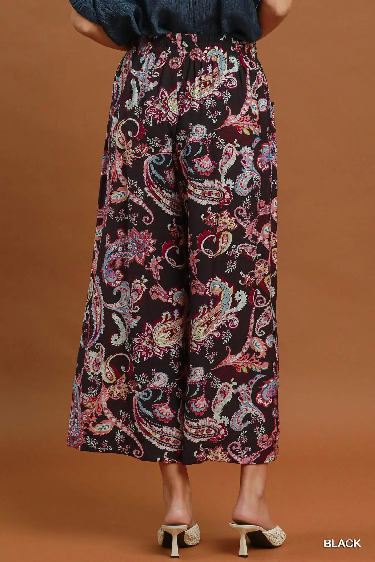 Paisley Print Wide Leg Pants