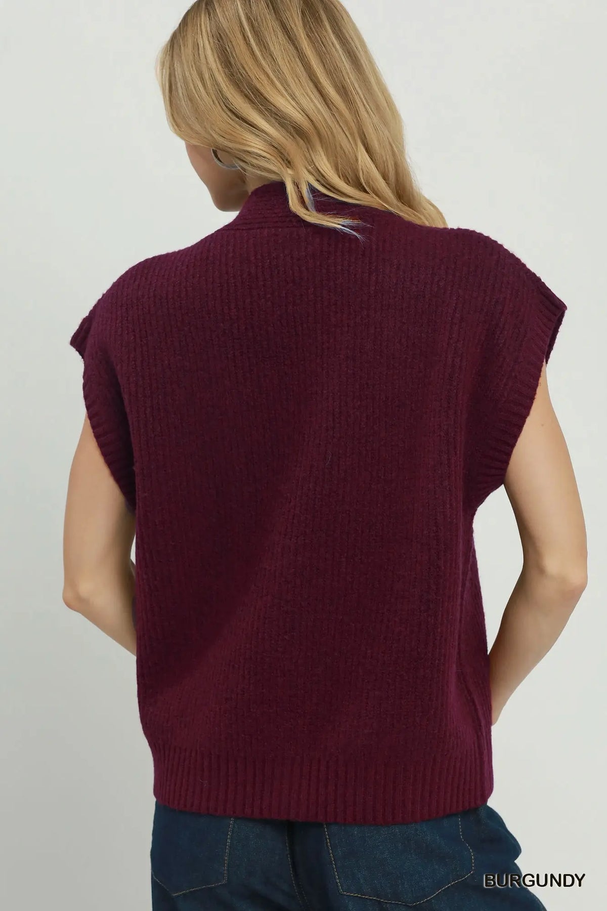 Collar Button Front Sweater Vest