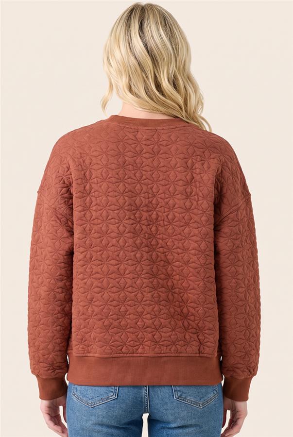 Kangaroo pocket quilted texture sweatshirt