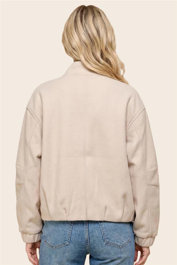 Snap button down mock neck bubble jacket