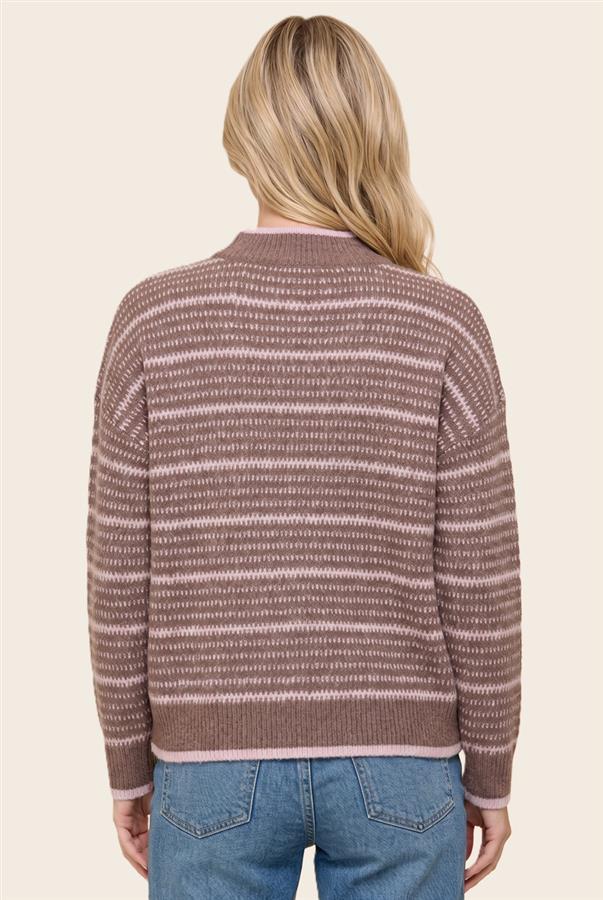 Texture striped long sleeve crewneck pullover