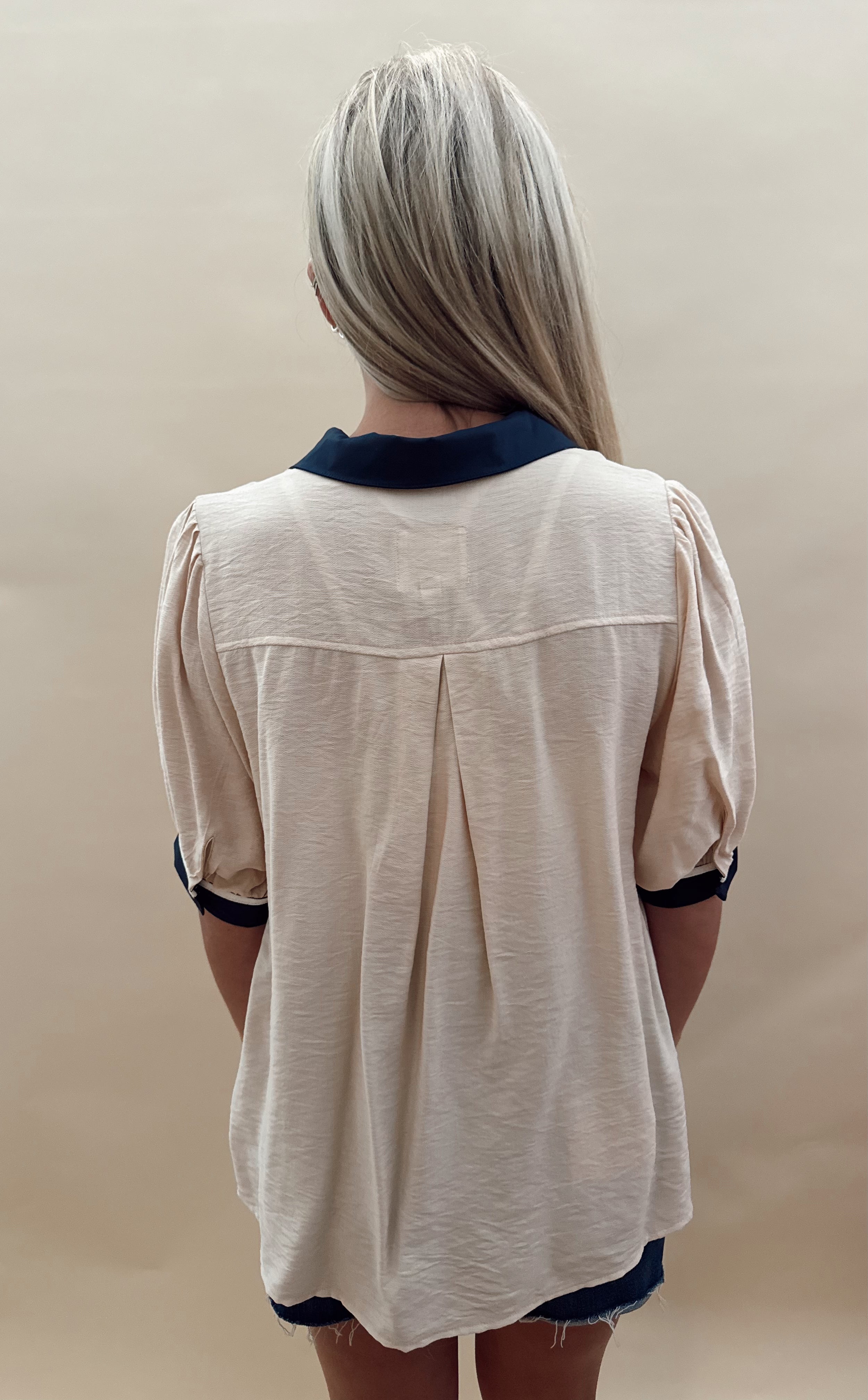 Beige embroidered top