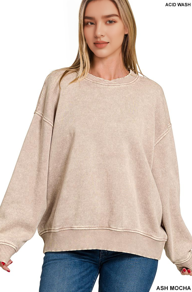 Snow Wash Fleece Oversized Pullover