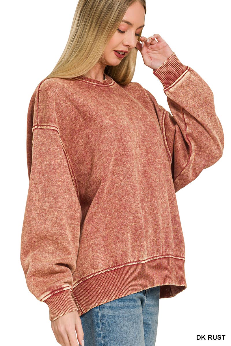 Snow Wash Fleece Oversized Pullover